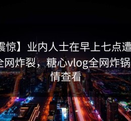 【震惊】业内人士在早上七点遭遇秘闻 全网炸裂，糖心vlog全网炸锅，详情查看