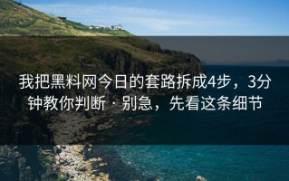 我把黑料网今日的套路拆成4步，3分钟教你判断 · 别急，先看这条细节