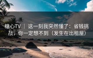 糖心TV ｜ 这一刻我突然懂了：省钱挑战，你一定想不到（发生在出租屋）