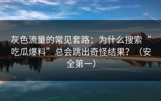 灰色流量的常见套路：为什么搜索“吃瓜爆料”总会跳出奇怪结果？（安全第一）