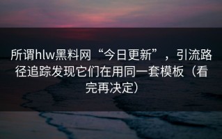 所谓hlw黑料网“今日更新”，引流路径追踪发现它们在用同一套模板（看完再决定）